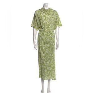 Elegant Green Floral Women's Dress
